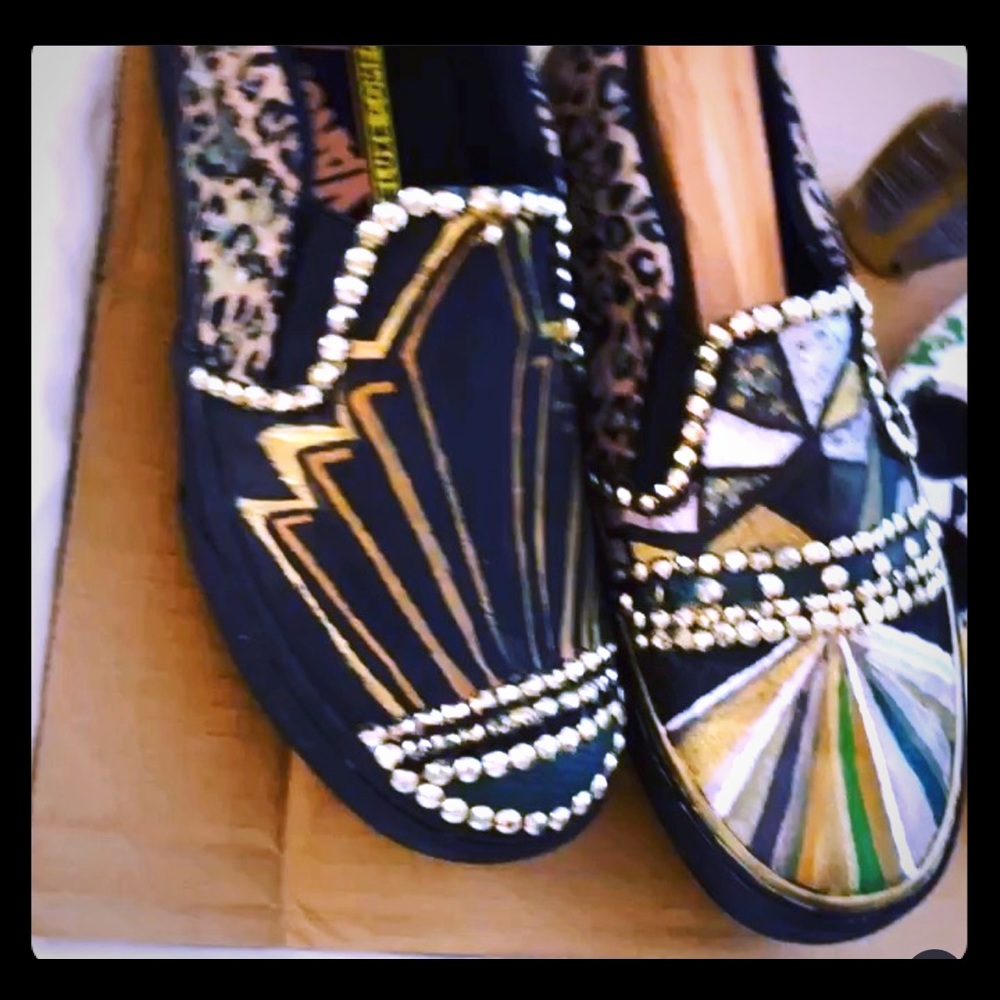 Customized Hand-painted Leopard Slip-on sneakers